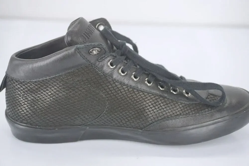 Jimmy Choo Varley Lace Up Black High Top Sneakers Shoe SZ 42 12 Wide New